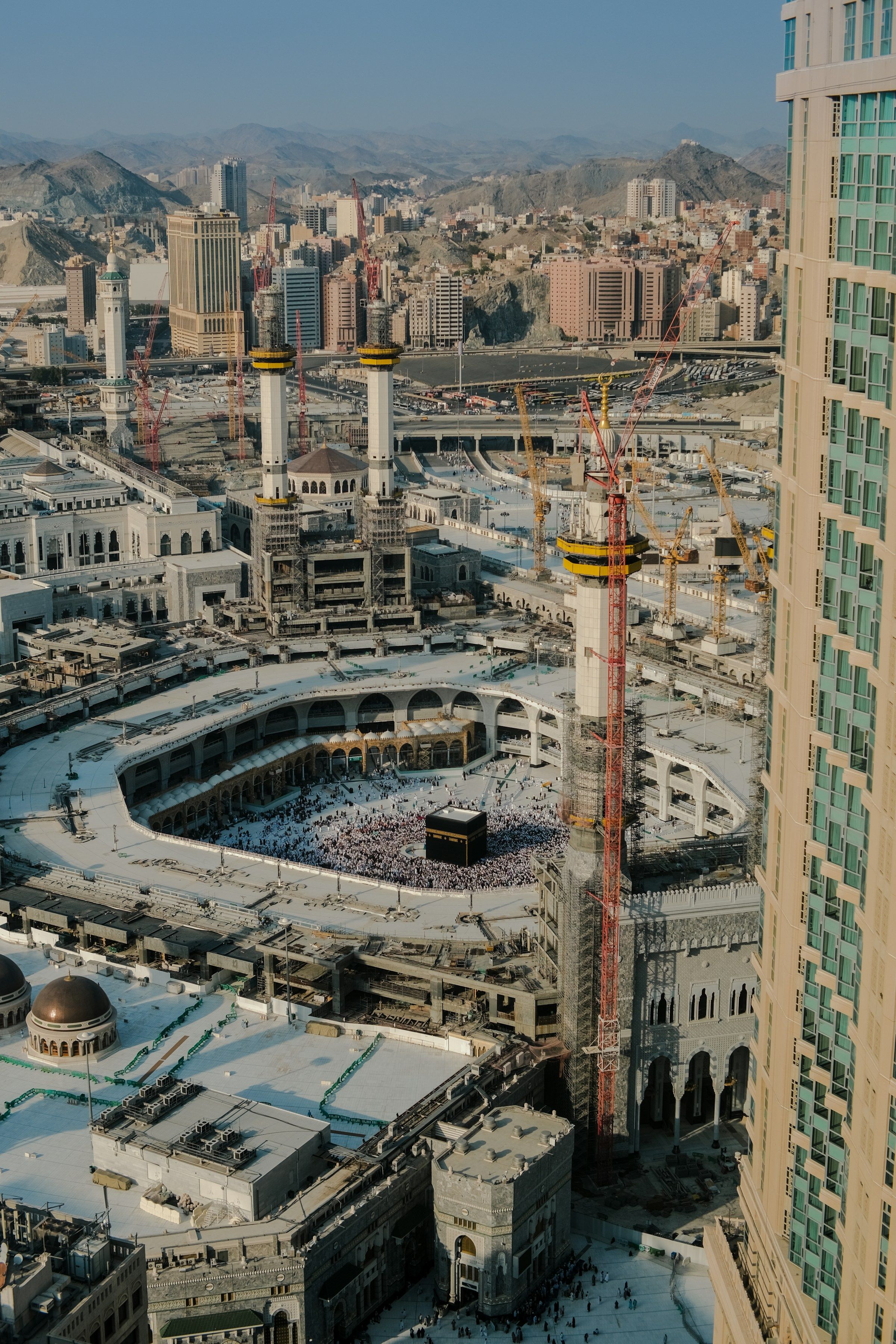 The Kaaba and Masjid al-Haram seen from high in a neighbouring Makkah hotel tower